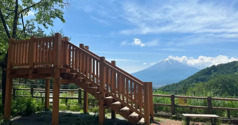 道の途中に突然現れる「富士見橋展望台」で富士山を眺める ｜山梨県富士河口湖町