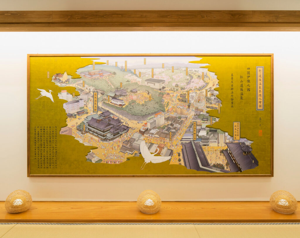 飛鳥乃湯泉の休憩所に飾られた道後温泉図
