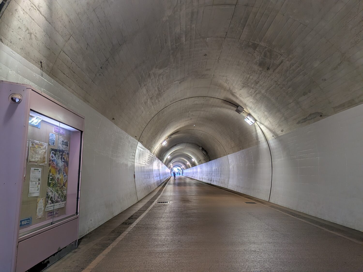 高島山トンネルの内部は防犯ばっちり。異世界感もある。