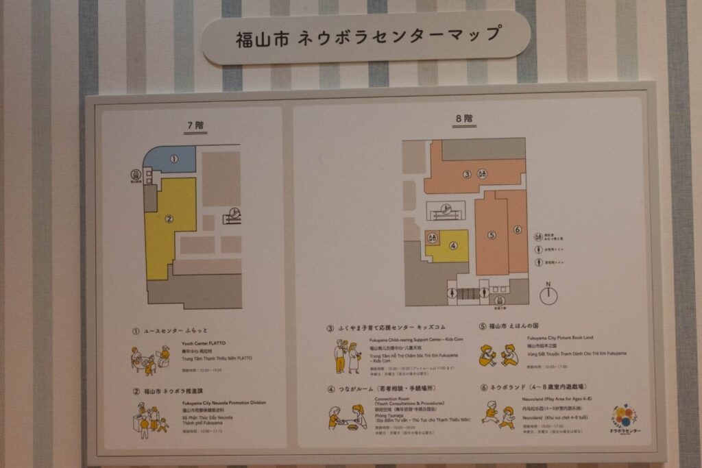 ふらっとは、天満屋福山店の7階・8階にある「福山市ネウボラセンター」の一部