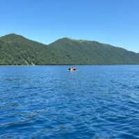 ペダルボートから見える支笏湖